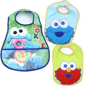 Juego de 3 baberos monstruo galletas Sesame Street Baby Elmo para niño Terry impermeables - Imagen 1 de 4
