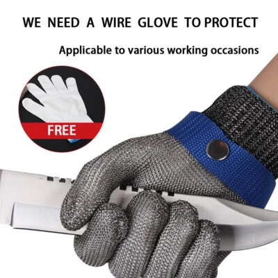 UNBRANDED ( 无品牌 ) Cut Resistant Stainless Steel Mesh Wire Safety Butcher Gloves Level 5 Protection