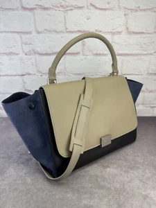 Celine Colorblock Leather Suede Medium Trapeze Shoulder Bag - Picture 1 of 15