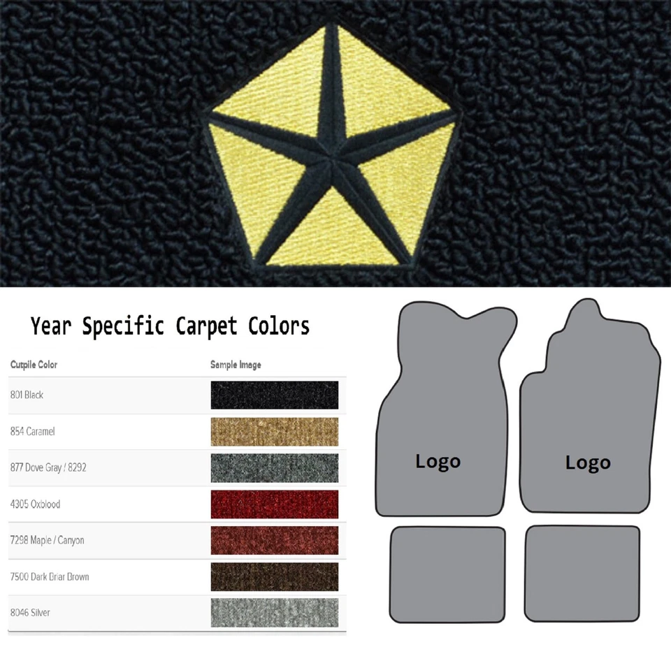Tapetes de assoalho ACC 1984-1986 Chrysler laser logotipo Chrysler Pentastar 4 peças cutpile - Imagem 1 de 4