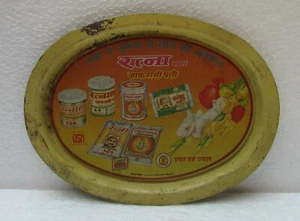 Anuncio de Pati Ratna Zafrani de colección antiguo coleccionable Bandeja para servir litografía de lata estampada - Imagen 1 de 8