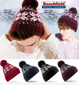 Pom Pon Hut Herren Damen Mütze Mütze BEECHFIELD Nordic Style Hipster - Bild 1 von 6