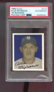 1988 C.C.C. 1949 Bowman #114 Allie Reynolds AUTO SIGNED Autograph Card PSA/DNA - Picture 1 of 2