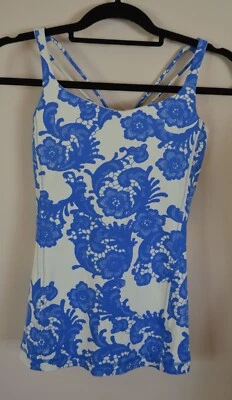 Купальник-танкини Lululemon 6 белый и синий с цветочным рисунком верх с мягкими чашечками на спине X - Изображение 1 из 4