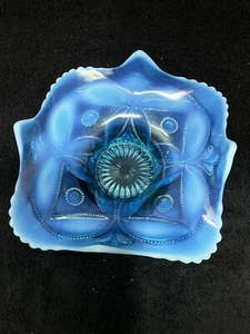 Wheel and Block Blue (Opalescent) by DUGAN 7-1/4 Inch Bowl - Picture 1 of 4