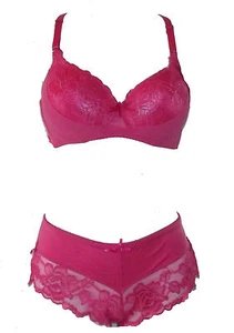 NEW SEXY LACE LINGERIE SET PINK size BRA 34 B BOY SHORT PANTY PANTIES M 6 - Picture 1 of 8