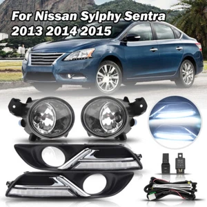 LED DRL Daytime Running Light+Fog Lamp+Wires For Nissan Sylphy Sentra 2013-2015 - Picture 1 of 13
