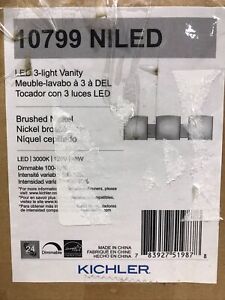Kichler 10799NILED Independence 3-Light Brushed Nickel LED Vanity Light Bar