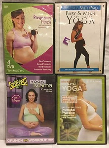 4 prenatal pregnancy workout exercise fitness DVD lot Lindsay Brin set yoga mama - Foto 1 di 7