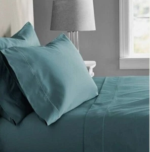 2er Set Kissenbezüge Hotelstil 600 Fäden Baumwolle Einfarbig Blau (King oder Std Queen) - Bild 1 von 5