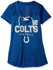NFL Indianapolis Colts Andrew Luck #12 Women's V-Neck Synthetic Lace Up Top New - Picture 1 of 2