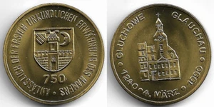 Medaille Glauchau 750 Jahre Urkundliche Ersterwähnung 1990 Messing 30 mm, 13 Gra - Bild 1 von 1