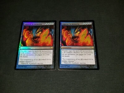 MTG 1x Shadowmoor multi-color rare LP Spanish FOIL Memory Plunder - Image 1 of 2