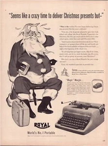 Stampa Pubblicità Macchina da scrivere Royal 1952 Babbo Natale pagina intera grande rivista 10,5"x13,5" - Foto 1 di 1