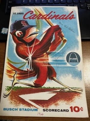 1964 CARDINALS SCORECARD SIGNED AUTOGRAPHED BY JESSE HAINES and MRS. BOB GIBSON! - Image 1 of 4