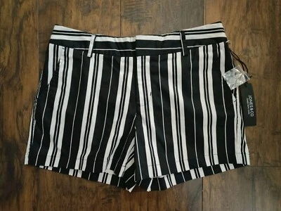 Pantalones cortos informales Jones New York para mujer a rayas negras/blancas talla 6. Cintura: 31 pulgadas Foto 1 de 2