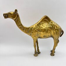 Large Vintage Solid Brass Egyptian Etched Figure Statue Camel Home Décor h 7.1"