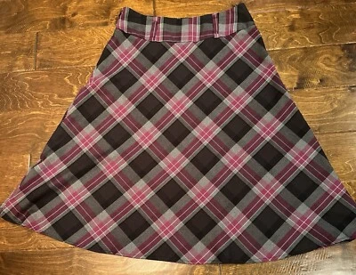 Vestido Granero Falda Midi a Cuadros Cintura Alta Ciruela/Negro/Gris Talla 6 Foto 1 de 4