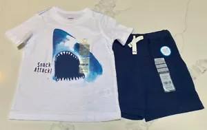 Carter's Toddler Boy Tee Shirt and Shorts Set Outfit Shark Attack 2T - Picture 1 of 1