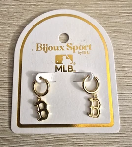 Bijoux Sport By Luv Aj MLB Boston Redsox Logo Charm Hoop Earrings - Picture 1 of 2