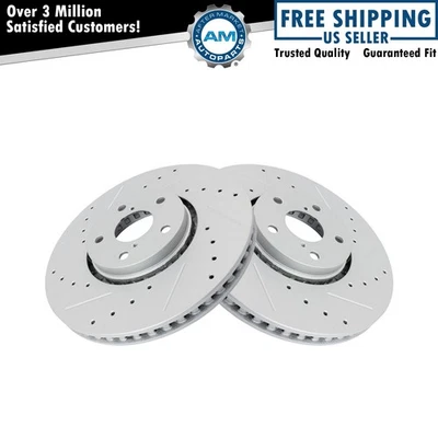 Par de rotores de freno de disco ranurados perforados con recubrimiento en G de rendimiento delantero nuevo Foto 1 de 4