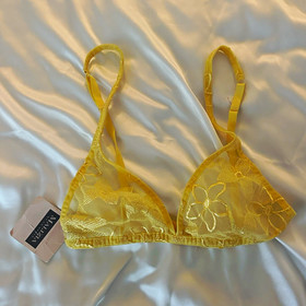 La Perla Malizia  Sheer Mesh Floral Lace Bralette Bra Wireless Hook & Eye 34B