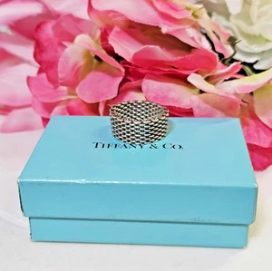 Tiffany & Co Someret Mesh 925 Sterlingsilber Bandring Größe 7,5-7,75" mit Box - S118 - Bild 1 von 8