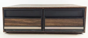 Vintage Wood Grain 2-Drawer VHS Tape Holder – Holds 24 Tapes – For VCRs - Picture 1 of 9