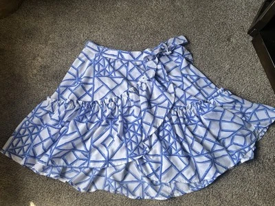 Falda envolvente de celosía de bambú Vineyard Vines con volantes azul blanco talla 8 Foto 1 de 4