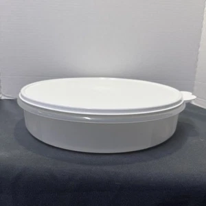 Tupperware 12 Zoll runder Kuchen Kekse Cupcake & Pizzabehälter Behälter weißer Deckel - Bild 1 von 5