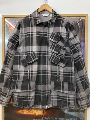 00s Bape Classics Plaid Tartan Check Multi Pocket Utility Jacket Mens Medium - Image 1 of 4