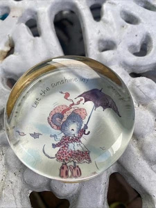 Pisapapeles de colección pintado a mano redondo Norcross Matilda Mouse arte vidrio imagen - Imagen 1 de 13