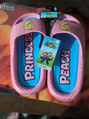 Nintendo Super Mario Womens Princess Peach Slide Sandals Size 8 Pink NEW - Image 1 of 2