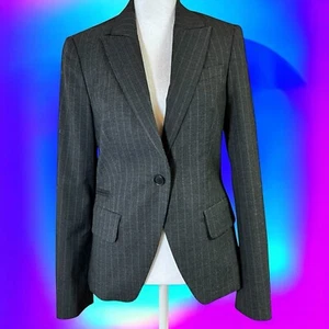 Made In Italy Of Benetton Blazer Size EU 38 Black Purple Pin Stripe One Button - Picture 1 of 14