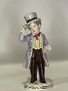 Vintage Germany Dresden Lace Porcelain Figurine Gentleman Top Hat Vest and Tails - Bild 1 von 7