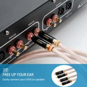 Pair 7N OCC HiFi RCA Cables Silver-Plated Audio Signal Wire with RCA Connectors - Picture 1 of 13