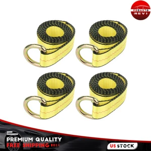 4X 8' Lasso Straps Wrecker Truck Tow Dolly Tire Wheel Tie Down Strap Yellow - Picture 1 of 14