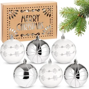 Weihnachtskugeln Set Christbaumkugeln Schneeflocke 6er Pack Weihnachtsbaumkugeln - Bild 1 von 17