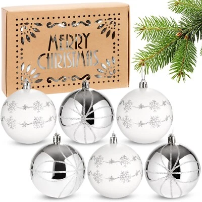 Weihnachtskugeln Set Christbaumkugeln Schneeflocke 6er Pack Weihnachtsbaumkugeln - Bild 1 von 4