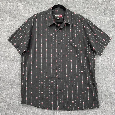 Винтажная рубашка Anchor синяя с коротким рукавом на пуговицах мужская XL 90-е Y2K черная в полоску - Изображение 1 из 4