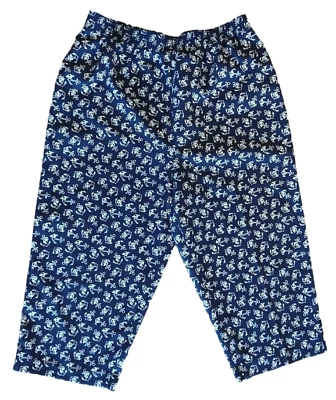 Hillard & Hanson Anchor Print Capri Pants, Navy, Elastic Waist, Pockets, 14, GUC - Image 1 of 4