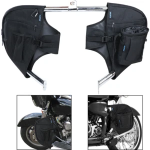 Soft Lowers Chaps Engine Bar Covers Bag for Harley Touring Road King 1980-2023 - Picture 1 of 9