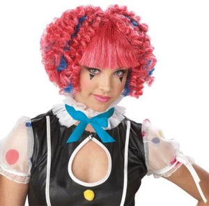 Circus Clown Sassy Spirals Pink Costume Wig - Picture 1 of 1