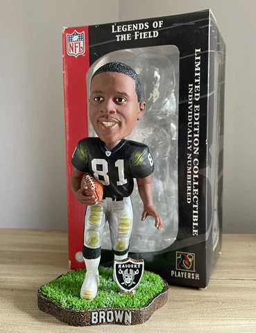 Wide Receiver TIM BROWN Oakland Raiders Legend NFL Field Turf Bobblehead NIB! Cover