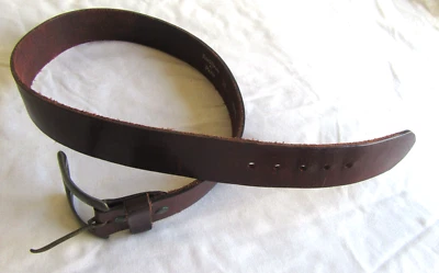 Fife & Drum Paris 男女通用皮带 32 复古牛皮棕色黄铜五金件 — 第 1/4 张图片