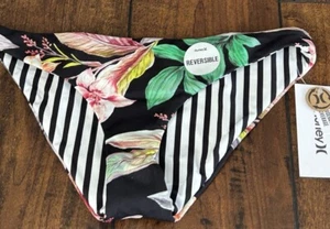 Parte inferior de natación de bikini moderada reversible floral negra HURLEY talla S nueva con etiquetas - Imagen 1 de 9