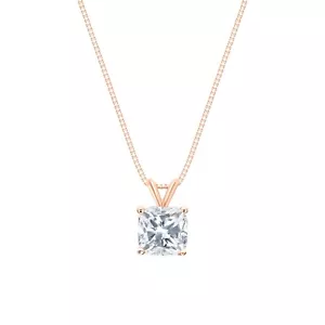 IGI F/VS 1.75 Ct Cushion LabCreated Grown Diamond Pendant Necklace 14K Rose Gold - Picture 1 of 3
