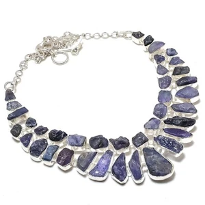 Collar de joyería de equilibrio de plata de ley 925 hecho a mano con piedras preciosas de cianita áspera - Imagen 1 de 6