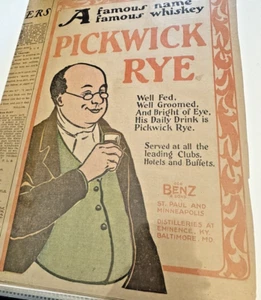 PICKWICK RYE 1901 ORIG NEWSPAPER AD GEO. BENZ & SONS AS IS RARE! - Picture 1 of 5