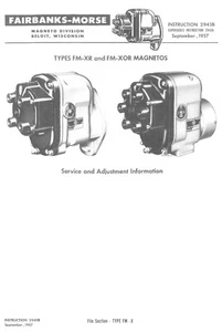 Fairbanks Morse FM-XR & FM-XOR Magnetos Instructions No. 2943B Wisconsin Manual - Picture 1 of 7